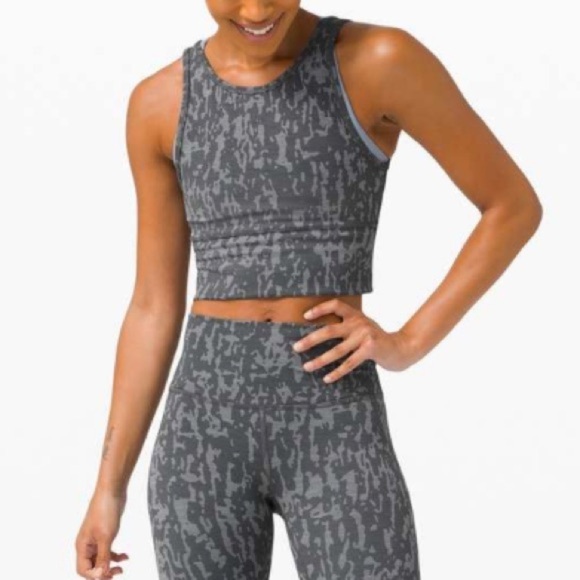 NWOT lululemon Power Pivot Tank *Tough Heathered PU Black Asphalt Grey Size 4 - Picture 2 of 10